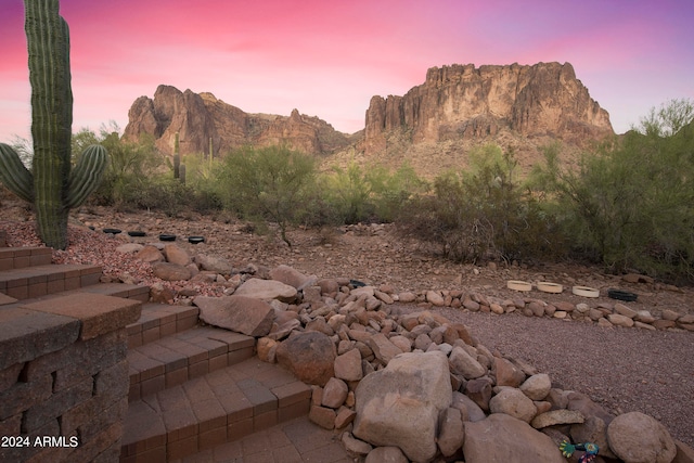 exterior space featuring a mountain view