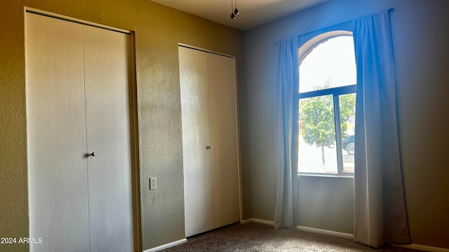 unfurnished bedroom with carpet floors and multiple windows