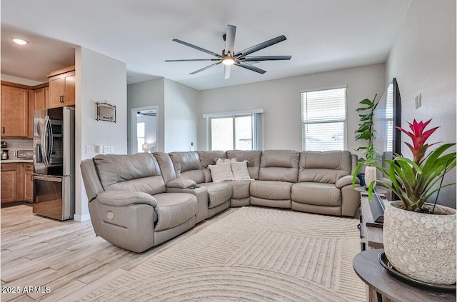 16955 W Butler Ave, Waddell, AZ 85355 - living area with a ceiling fan, light wood-type flooring, and recessed lighting