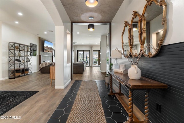20715 E Watford Dr, Queen Creek, AZ 85142 - corridor featuring wood finished floors, recessed lighting, baseboards, and arched walkways