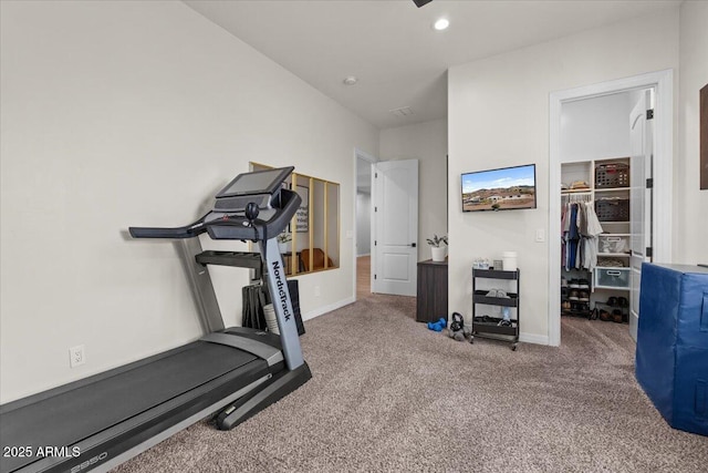 20715 E Watford Dr, Queen Creek, AZ 85142 - workout room featuring carpet, baseboards, and recessed lighting