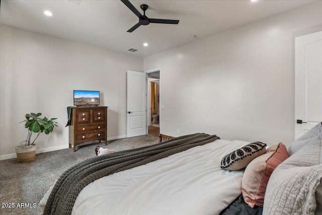 20715 E Watford Dr, Queen Creek, AZ 85142 - carpeted bedroom featuring baseboards, recessed lighting, and a ceiling fan