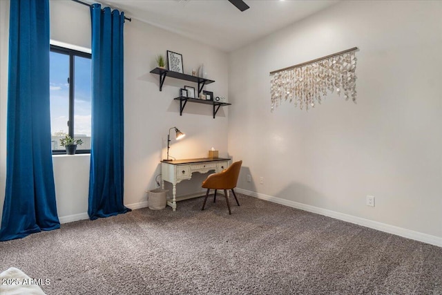 20715 E Watford Dr, Queen Creek, AZ 85142 - carpeted home office featuring baseboards and a ceiling fan