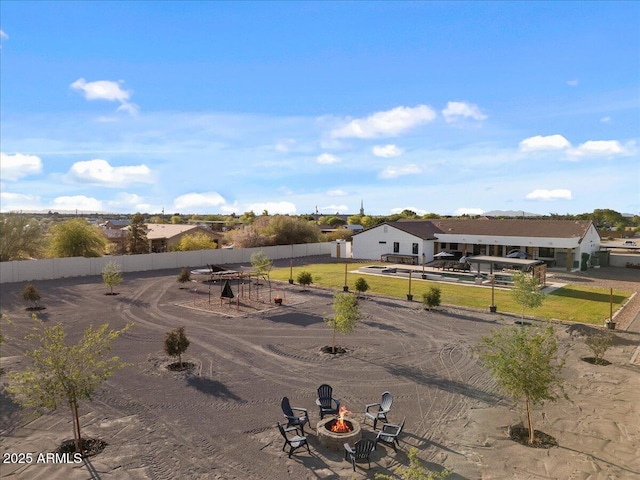 20715 E Watford Dr, Queen Creek, AZ 85142 - view of yard with an outdoor fire pit and fence