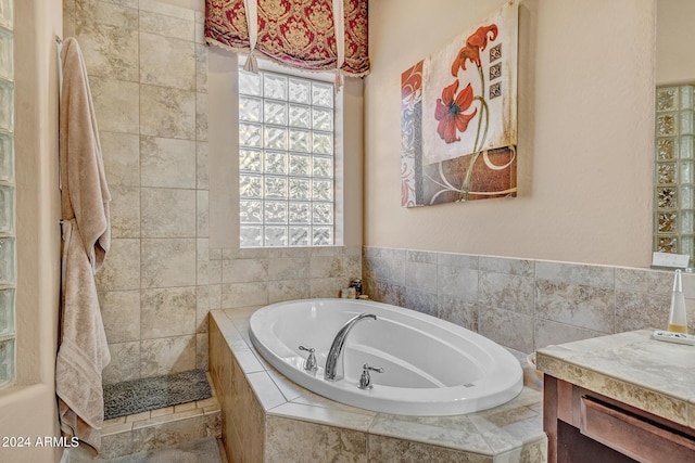 bathroom with a garden tub