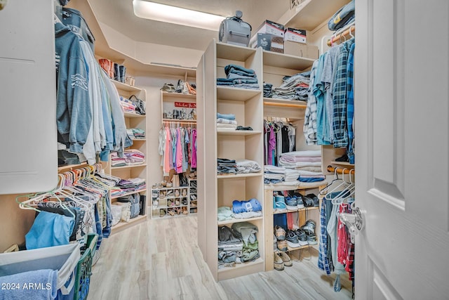 walk in closet featuring wood finished floors