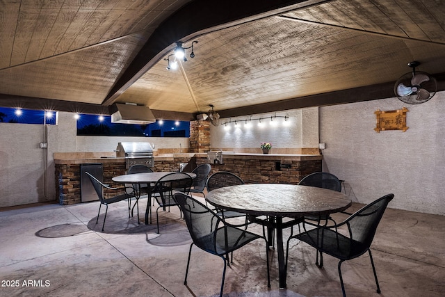 view of patio / terrace with outdoor dining space, exterior kitchen, and grilling area