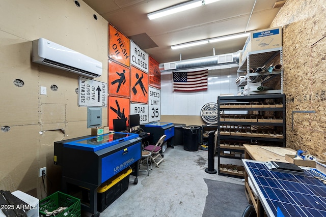interior space with an AC wall unit and visible vents