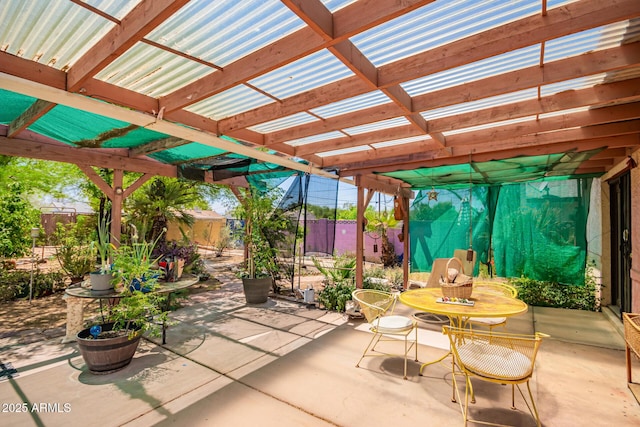 view of patio with a fenced backyard and a pergola