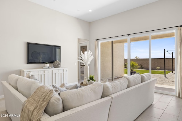 view of tiled living room