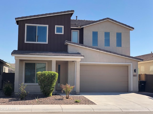 view of front of house with a garage