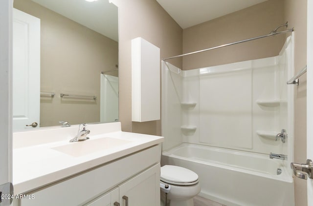 full bathroom with vanity, toilet, and shower / bathtub combination