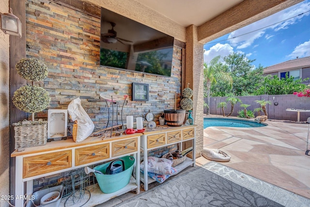 10613 E Knowles Ave, Mesa, AZ 85209 - fenced backyard featuring a patio area and a ceiling fan