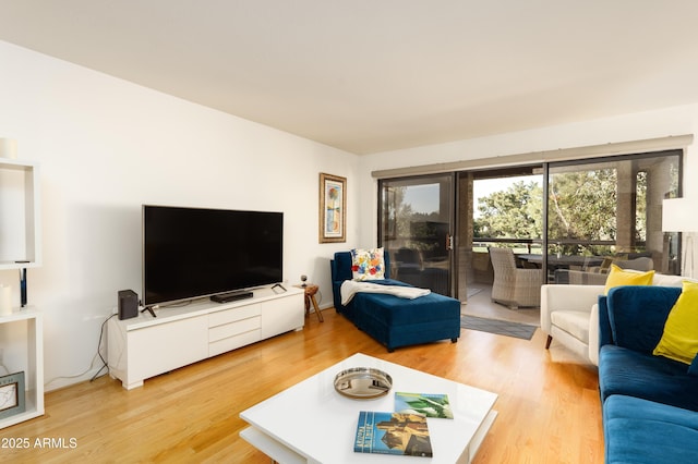 living area featuring light wood finished floors