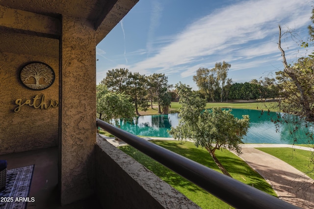 balcony with a water view