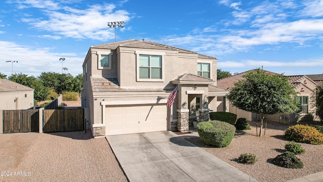 view of front of home with a garage