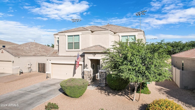 view of front of property featuring a garage