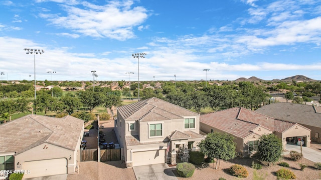 bird's eye view featuring a mountain view