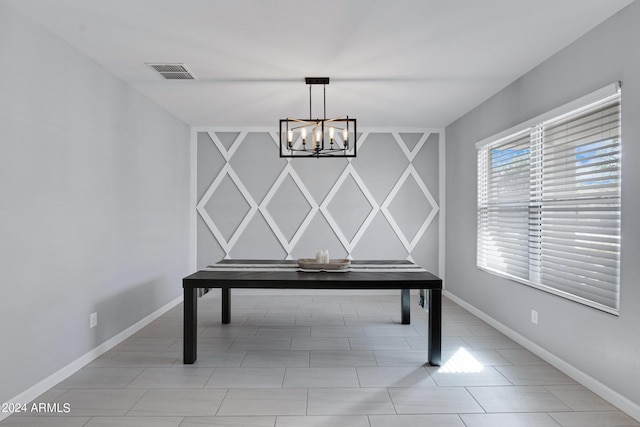 interior space with a chandelier