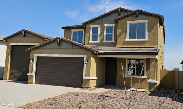 craftsman inspired home featuring a garage