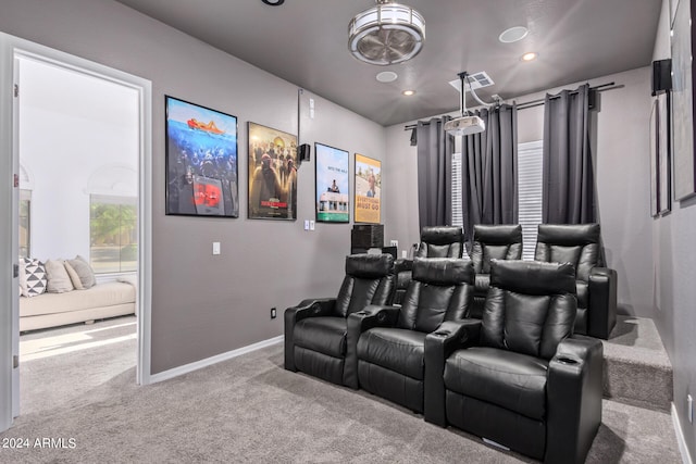 view of carpeted home theater room