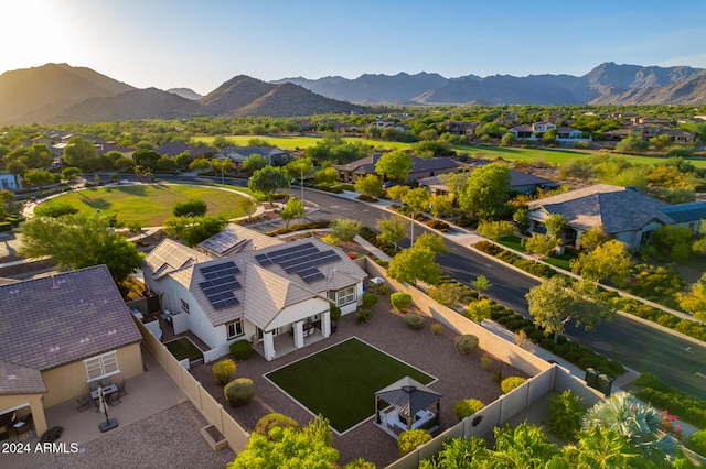 drone / aerial view with a mountain view