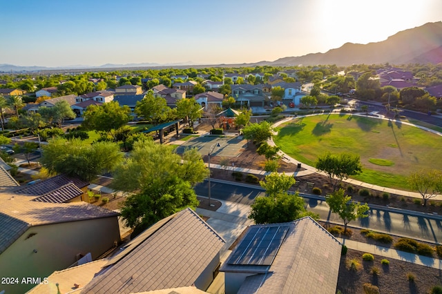 bird's eye view with a mountain view