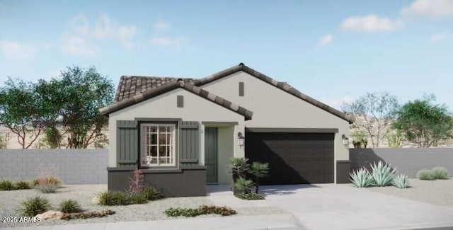 8916 E Covina St, Mesa, AZ 85207 - view of front of home with a garage, concrete driveway, and stucco siding