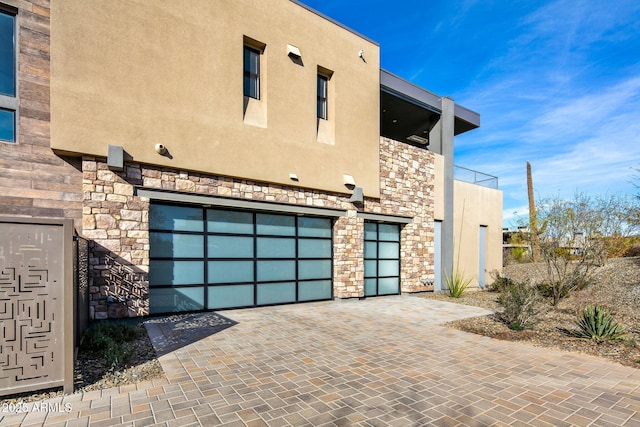 exterior space featuring a garage