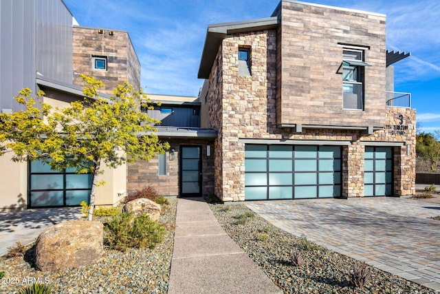 modern home featuring a garage