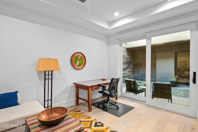 office area featuring wood-type flooring