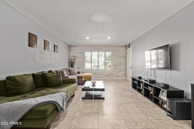 living room featuring recessed lighting