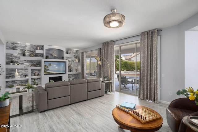 living room with light wood-type flooring