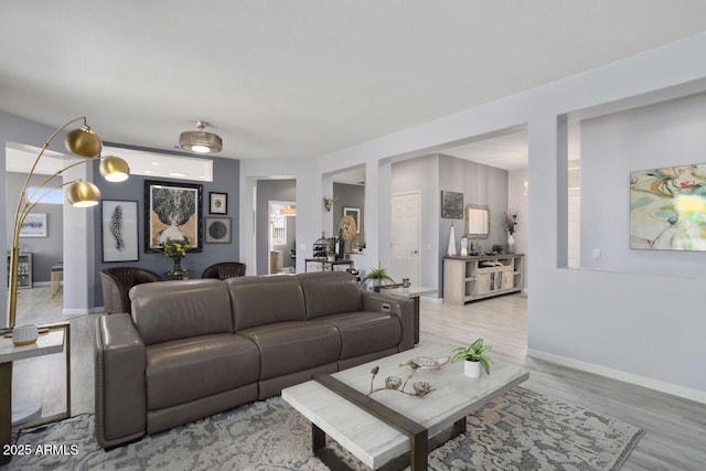 living room with hardwood / wood-style flooring