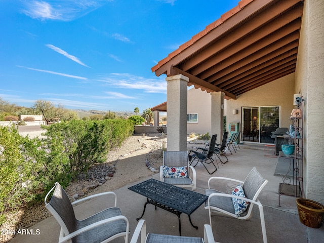 view of patio featuring a gazebo