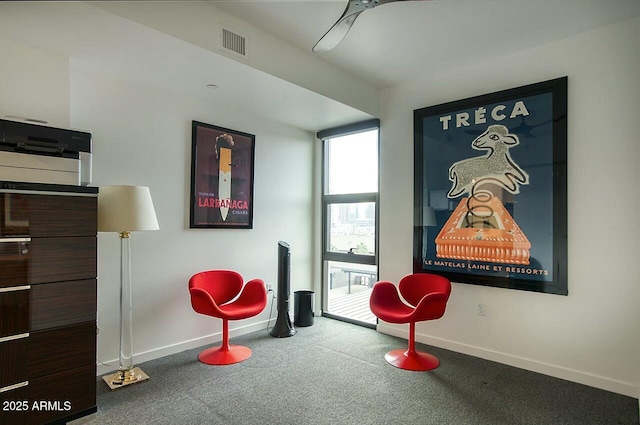 sitting room featuring carpet