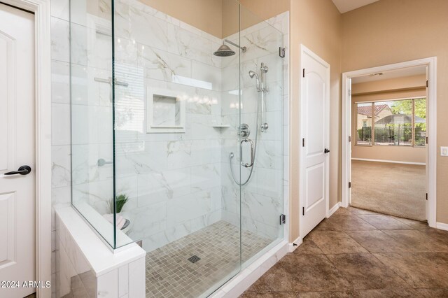 bathroom featuring walk in shower