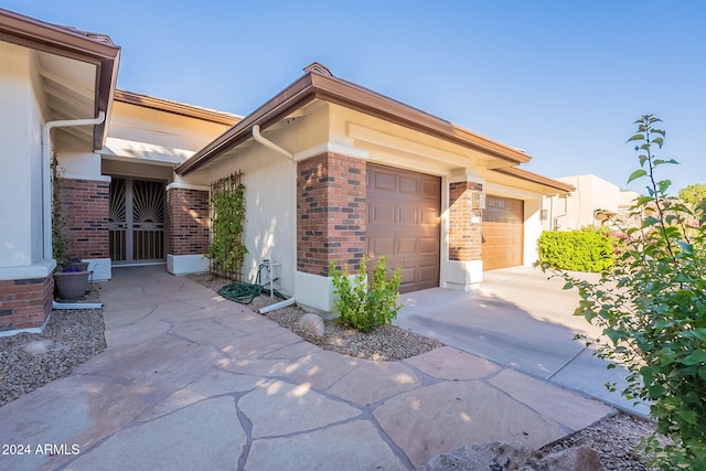 exterior space featuring a garage