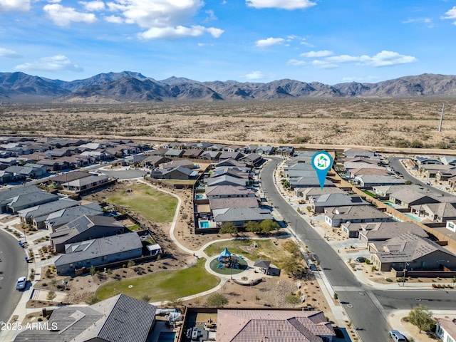 aerial view with a mountain view