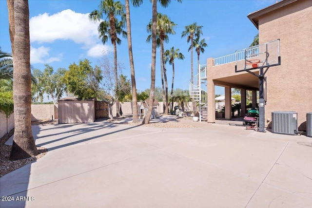 view of patio featuring central air condition unit