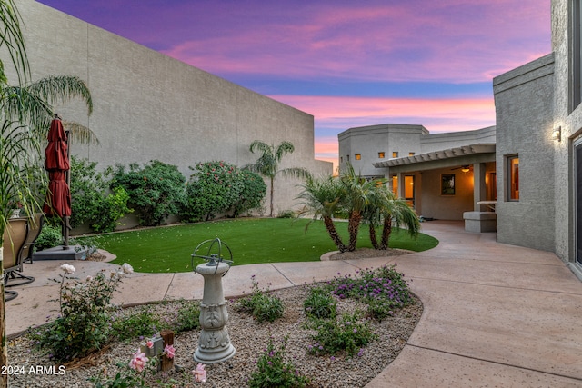 yard at dusk with a patio