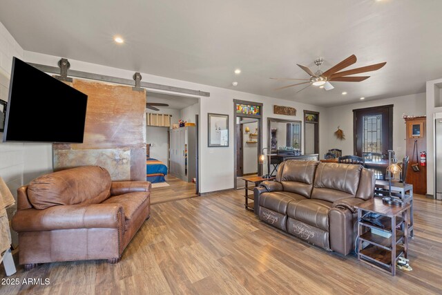 10975 E Janet Way, Dewey, AZ 86327 - living area with a ceiling fan, baseboards, recessed lighting, and wood finished floors