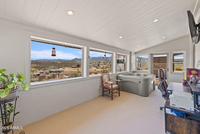 10975 E Janet Way, Dewey, AZ 86327 - sunroom with recessed lighting, vaulted ceiling, and finished concrete flooring