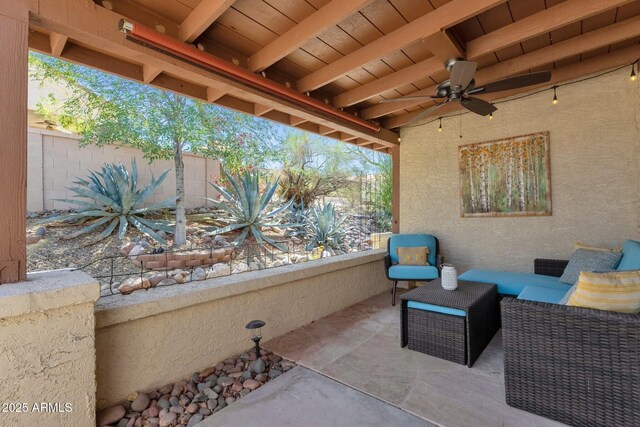 13636 N Hamilton Dr Unit 101, Fountain Hills, AZ 85268 - view of patio / terrace featuring fence and ceiling fan