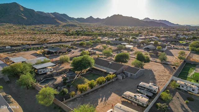 bird's eye view with a mountain view