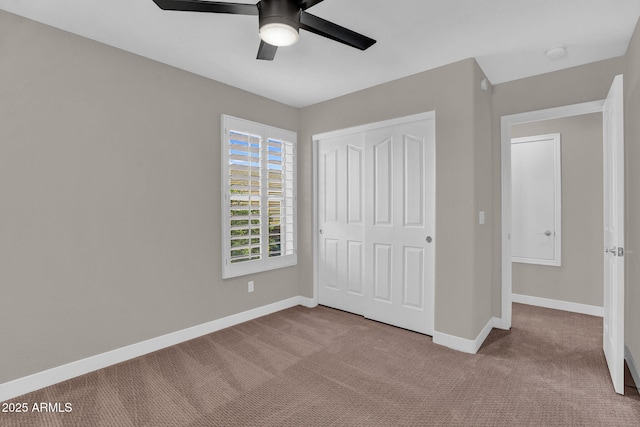 3376 E Lafayette Ave, Gilbert, AZ 85298 - unfurnished bedroom featuring carpet flooring, a closet, and a ceiling fan