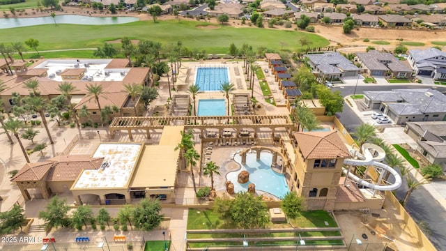 3376 E Lafayette Ave, Gilbert, AZ 85298 - aerial perspective of suburban area featuring a pool area and a large body of water