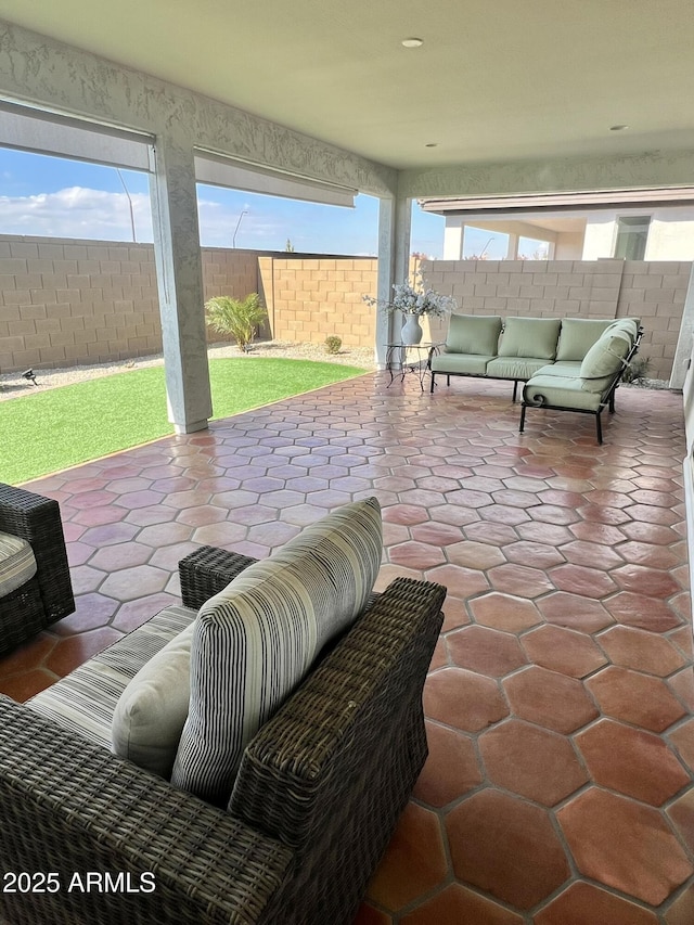 view of patio / terrace featuring an outdoor living space