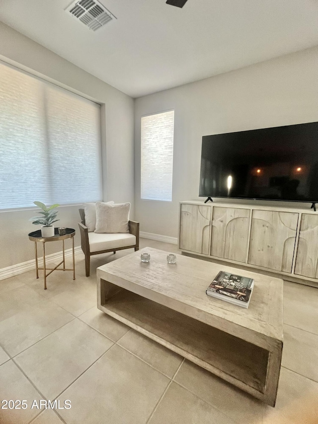 view of tiled living room