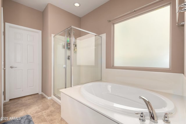 bathroom with plus walk in shower